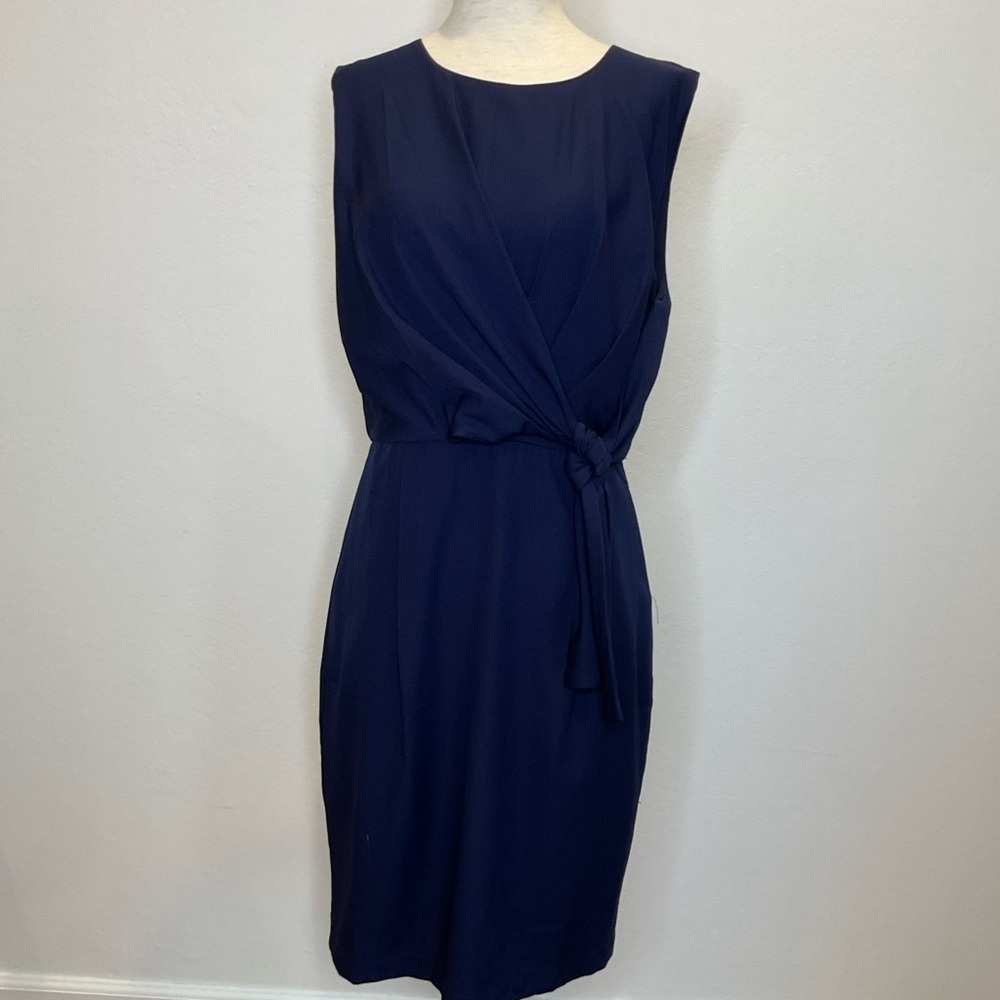 NWT Lulus Zealous Love Navy Tie Front Dress Sleeveless with Pockets Navy Large - Picture 2 of 13